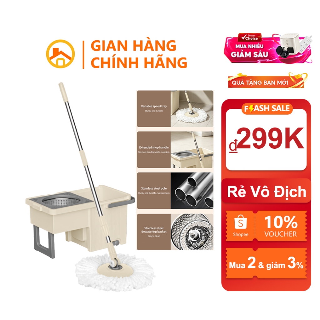 Cây Lau Nhà Tự Vắt Thông Minh Chổi Lau Nhà Tự Vắt Thông Minh Bộ Lau Nhà 360 Độ