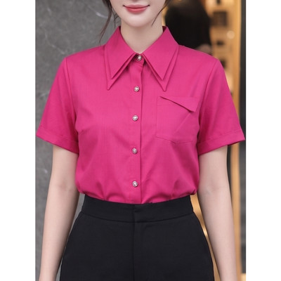 Áo Sơ Mi Nữ 𝐂𝐂𝐇𝐀𝐓 Dáng Suông Kiểu Lumi Cổ Đức 2 Lá Chất Liệu Cao Cấp 16FNT8090ST