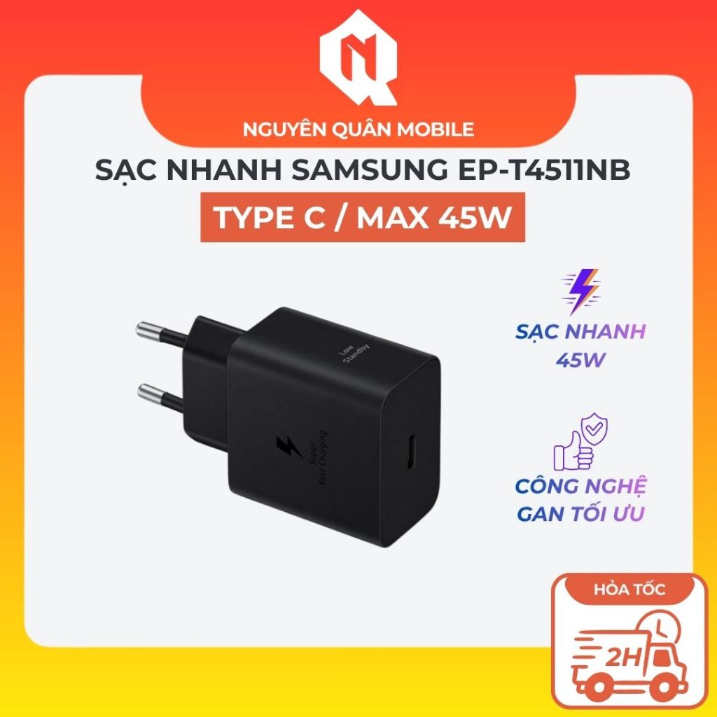 Củ Sạc Samsung 45W GaN (EP-T4511) - Sạc Siêu Nhanh 2.0, Công Nghệ GaN, Cho S-Series & Z-Series