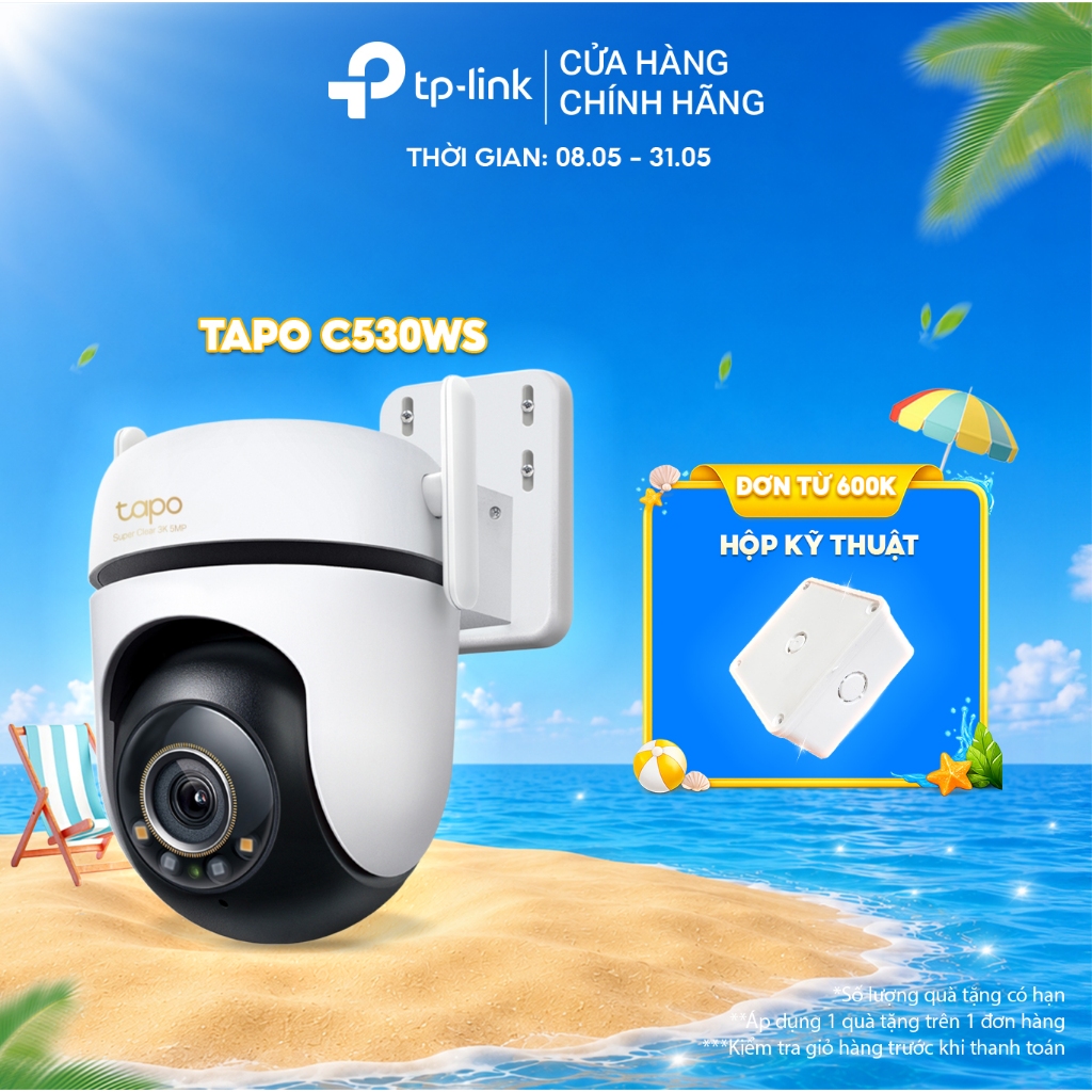 Camera WiFi An Ninh Quay/Quét Ngoài Trời Tapo C530WS - 3K 5MP, Xoay 360°, Nhận Diện AI Thông Minh