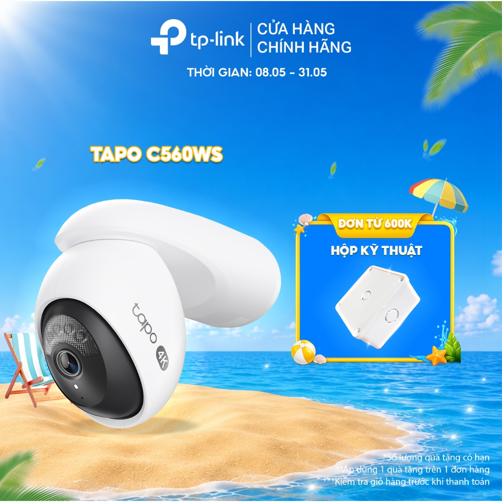 Camera Wi-Fi An Ninh 4K TP-Link Tapo C560WS Ngoài Trời | Băng Tần Kép, Màu Ban Đêm, Chuẩn IP66