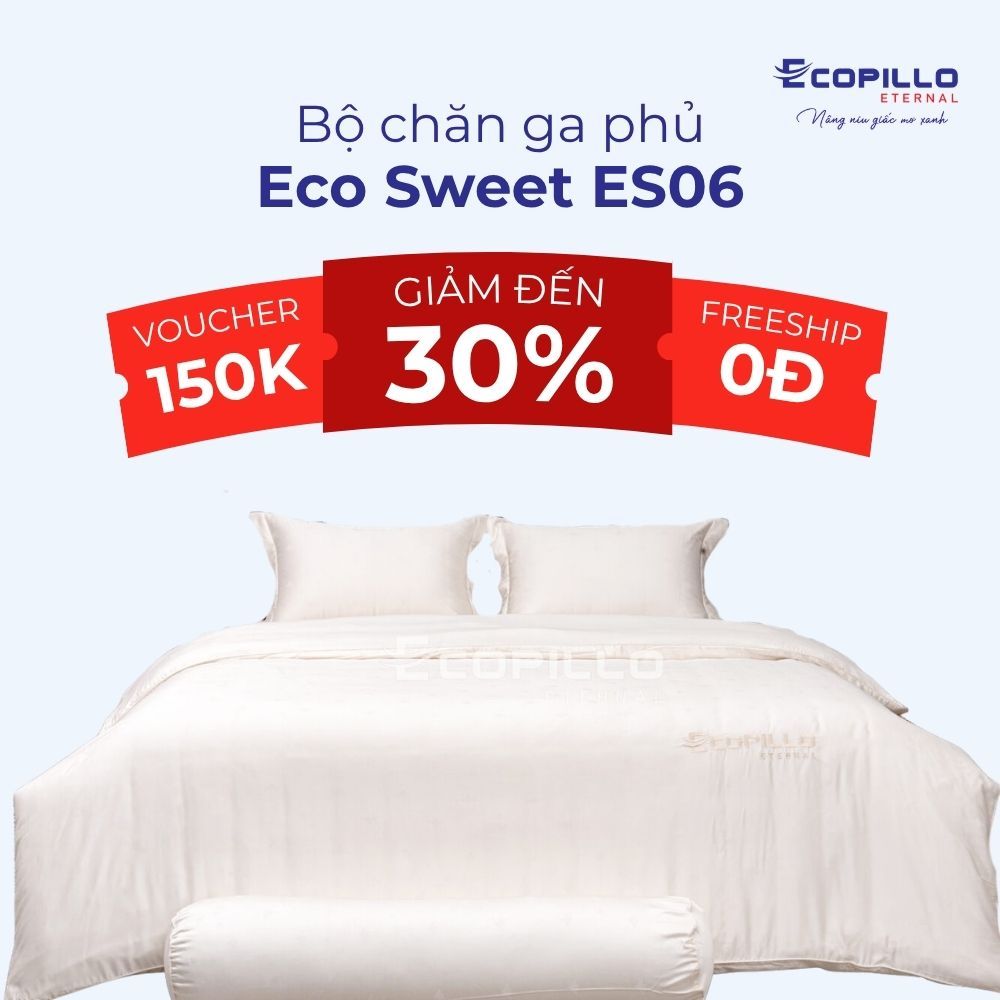 Bộ Chăn Ga Gối Eco Sweet ES06 - Dệt Jacquard Vân Chìm Hình Con Ong, Ga Phủ Họa Tiết Tổ Ong - Tencel 