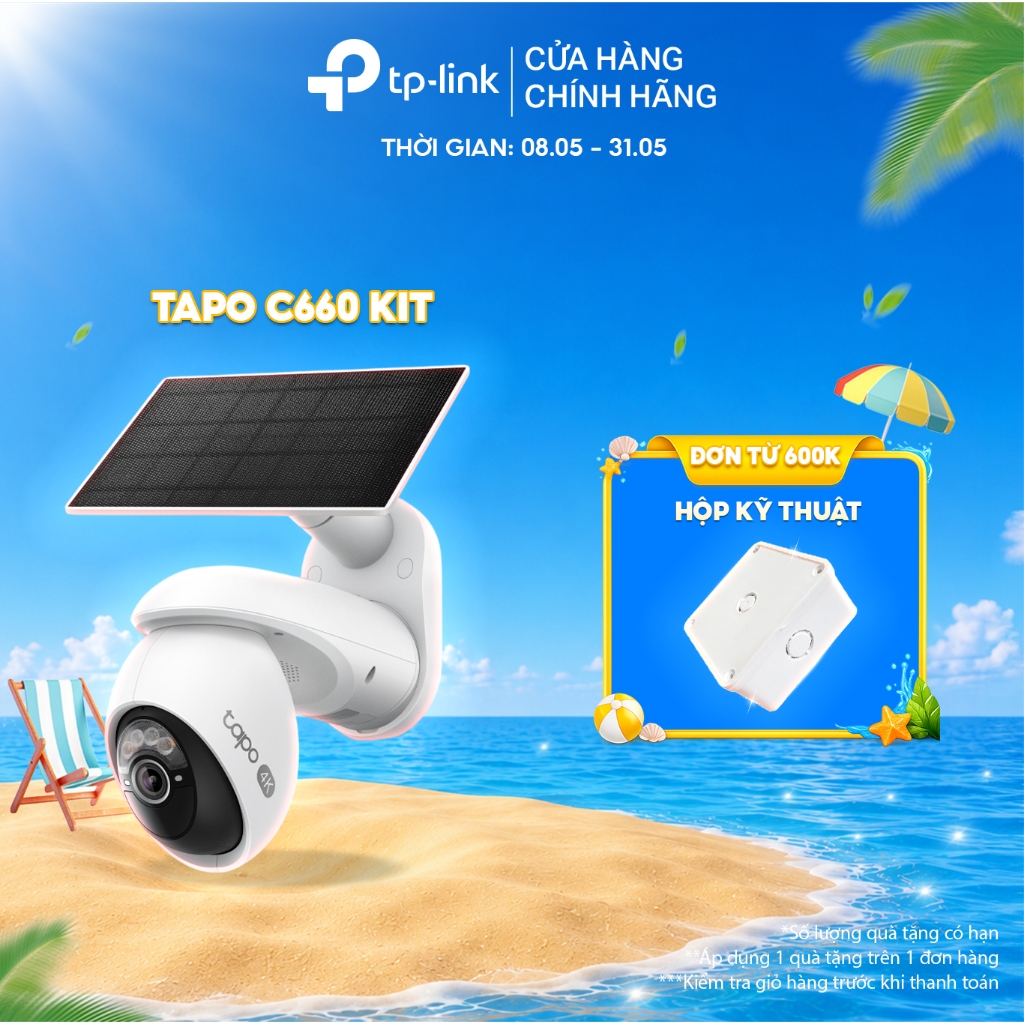 Camera An Ninh Wi-Fi Ngoài Trời 4K TP-Link Tapo C660 KIT | PIN Năng Lượng Mặt Trời, AI Theo Dõi, Qua