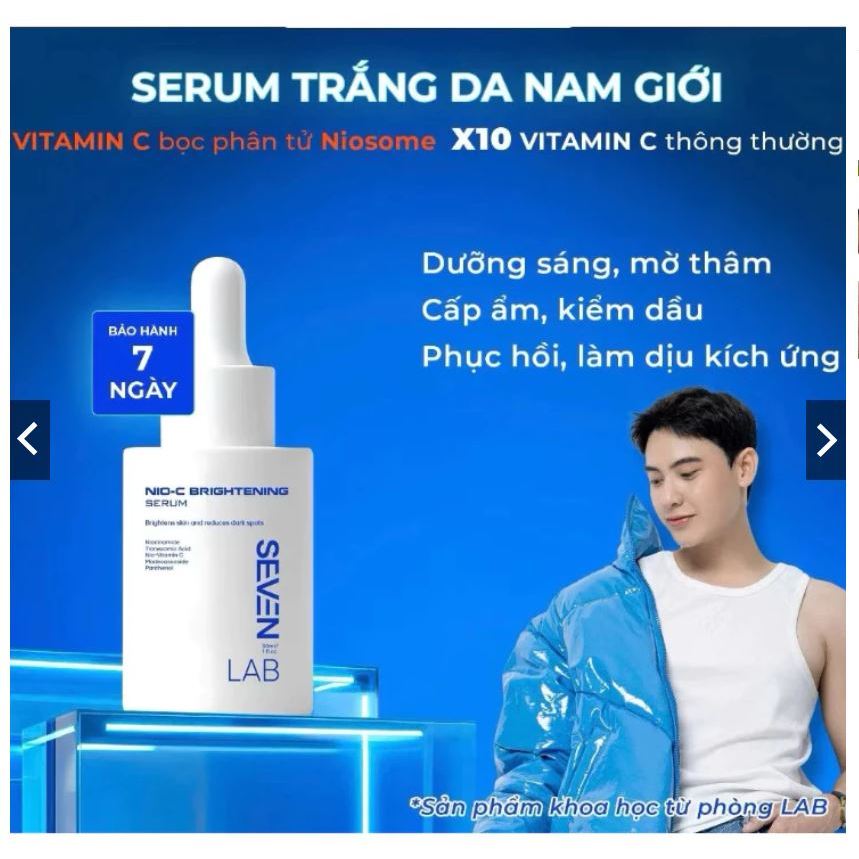 Serum dưỡng trắng da mặt nam giới Nio-Vitamin C SEVENLAB dưỡng sáng, mờ thâm vượt trội 30ml