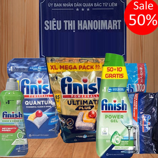 Nước Gel rửa bát Finish eco hữu cơ 900ml + muối finish 1kg + nước làm bóng chén trợ xả, bột viên