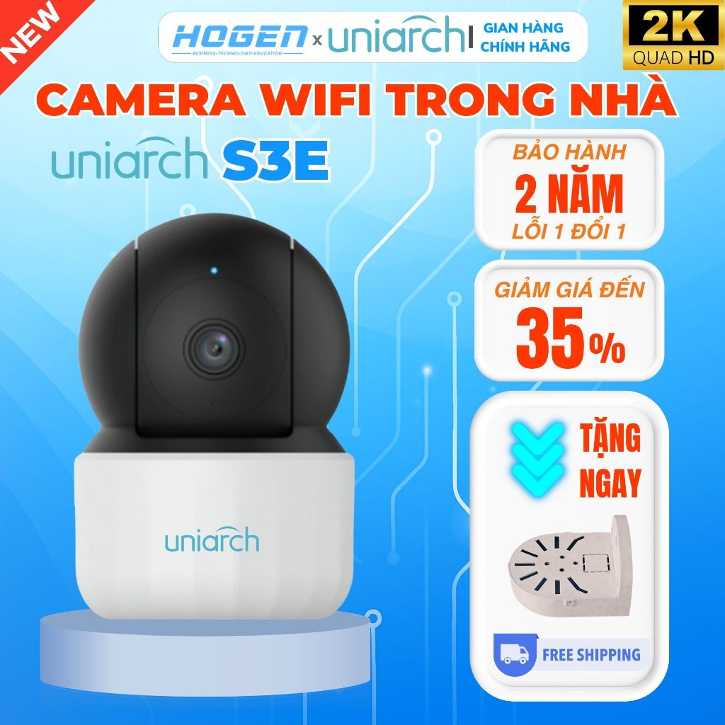 Camera Wifi Trong Nhà UNV Uniarch S3E 3MP - Xoay quét 360 độ, đàm thoại 2 chiều, hồng ngoại ban đêm