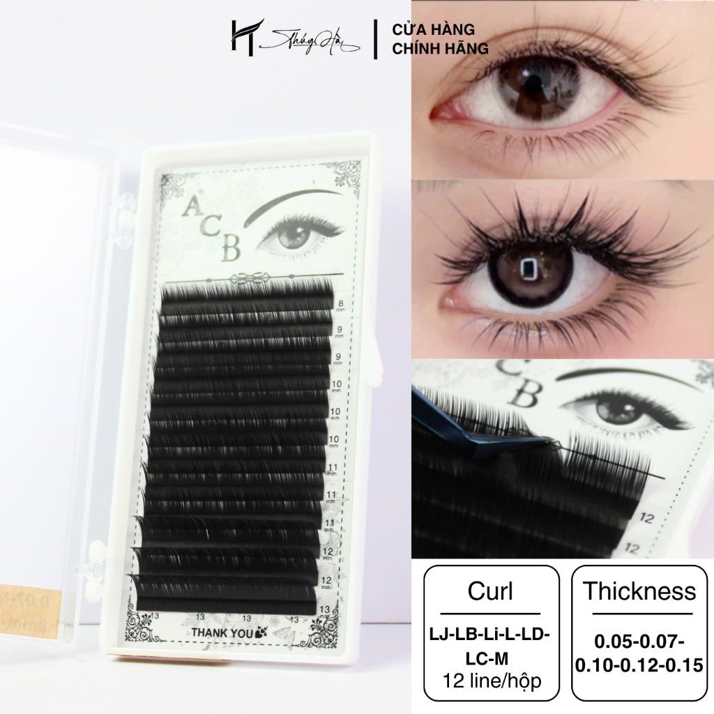 Mi Khay ACB Độ Cong Gãy LJ-LB-Li-L-LD-LC-M, Dày 0.07-0.10 Lông Mi Nhân Tạo Thuý Hà
