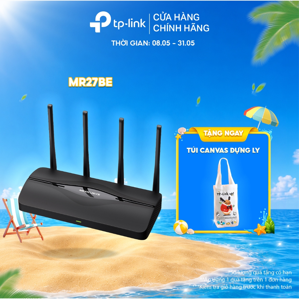 [Công Nghệ Wi-Fi 7 Mới Nhất] Tốc Độ 3600Mbps - Router Wi-Fi Mercusys MR27BE | Phạm Vi Phủ Tối Ưu | T