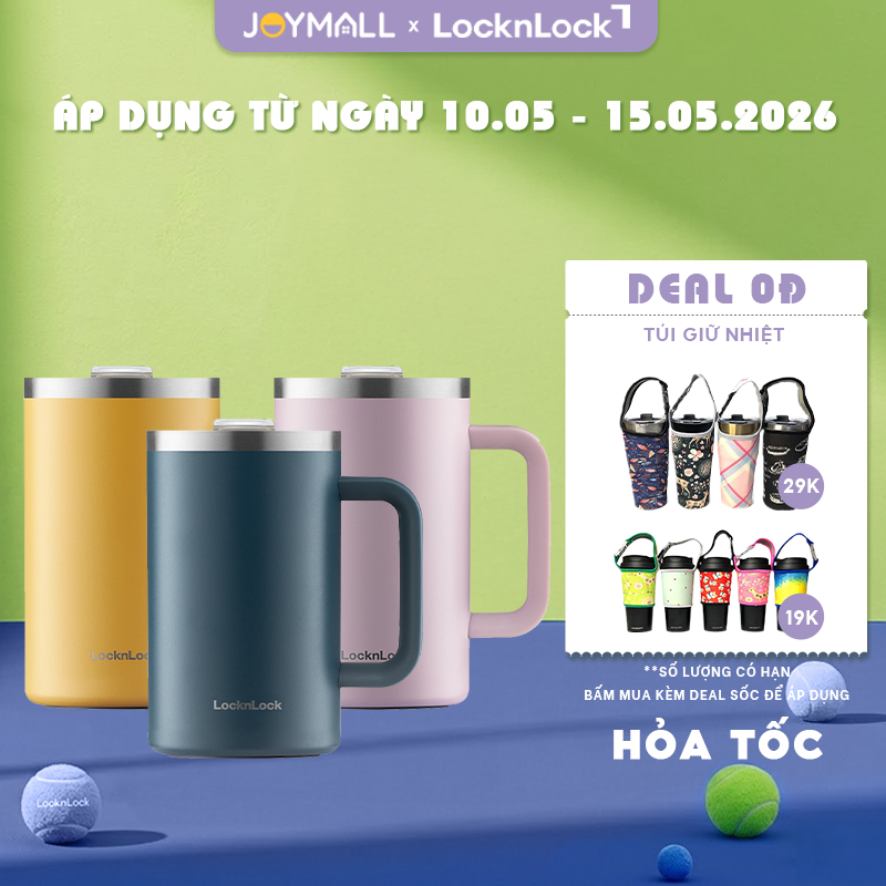 Ly giữ nhiệt LocknLock Flat Table Mug LHC4320 730ml, Hàng chính hãng, tay cầm tiện lợi - JoyMall