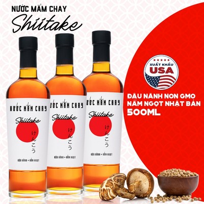 [Tặng 1 nước tương ăn bún 270g] Combo 3 Chai thuỷ tinh 500ml Nước mắm chay Shiitake cao cấp