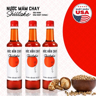 Combo 3 chai nhựa 525ml nước mắm chay cao cấp Shiitake lên men từ trái thơm, nấm ngọt Shiitake