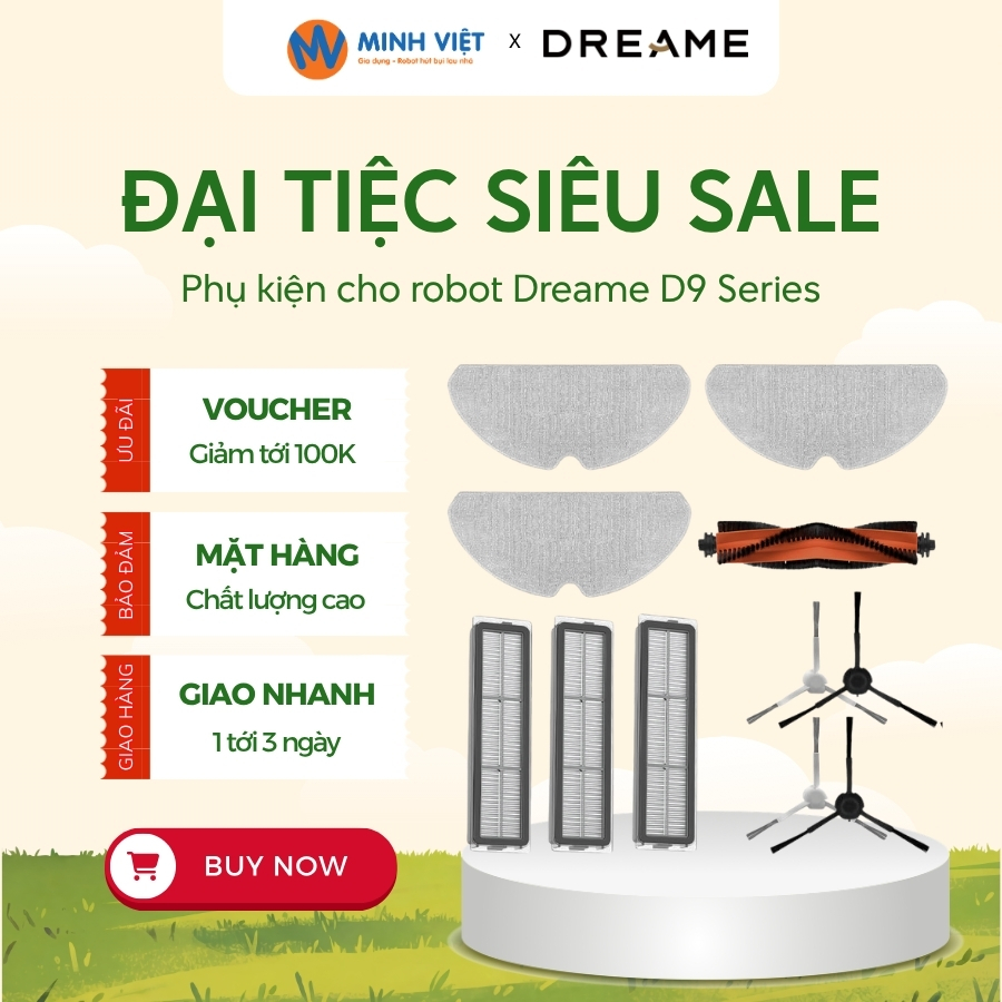Phụ Kiện Dreame D9 Max/ D9 Max Gen 2 (Màu trắng, đen) | Hàng Chất Lượng | Độ Bền Cao | Minh Việt