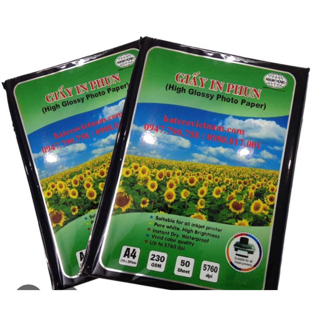Giấy in ảnh bóng 1 mặt, 2 mặt ( xấp 50 tờ)