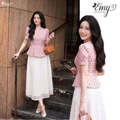 Áo Linen Xược A4109 Cổ Tròn Tay Ngắn Phong Cách Công Sở