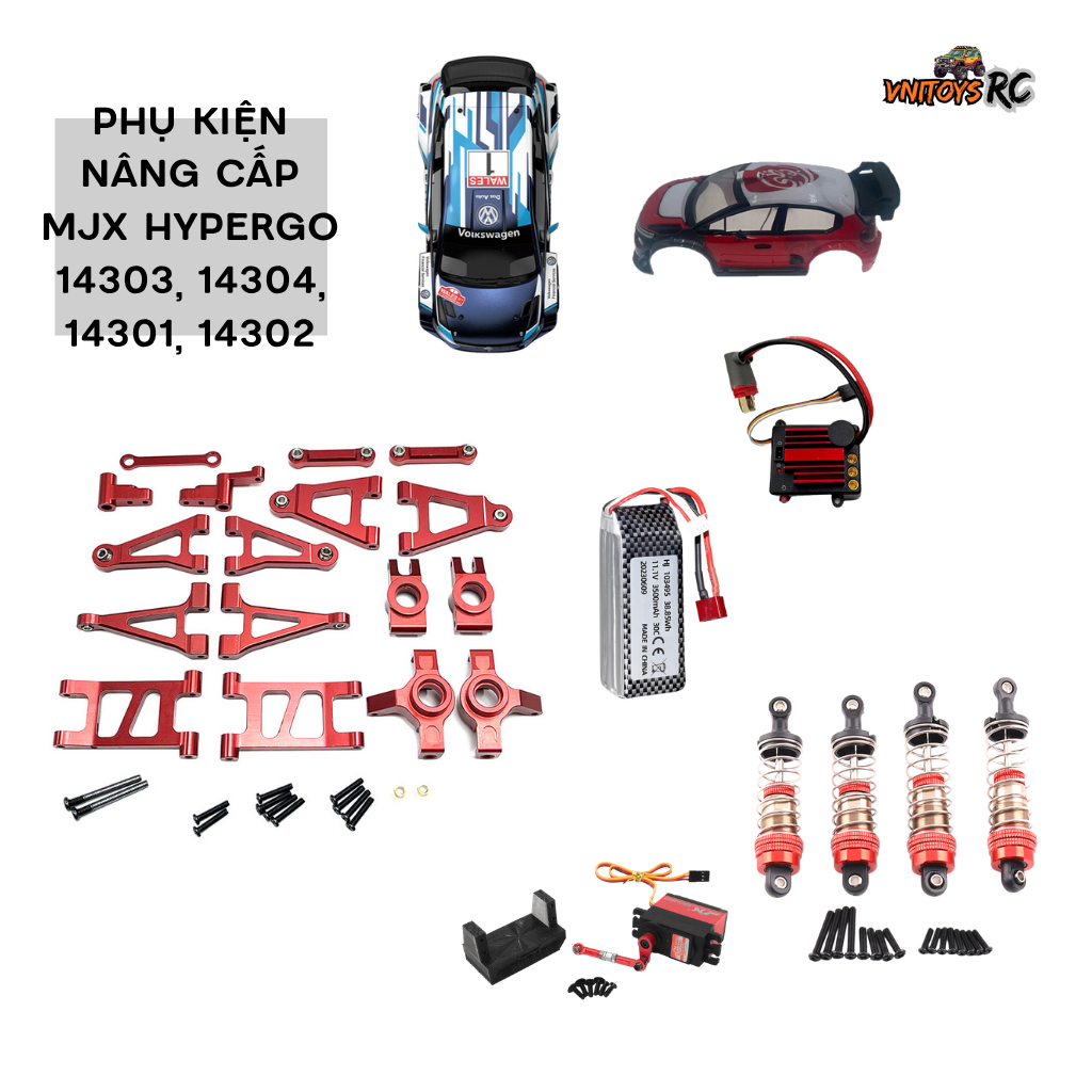 Phụ Kiện Kim Loại MJX Hyper Go 14303 loại 1 – Trục, bánh xe, Cảng trước, Vi Sai, – RC 1/14 Drift Tốc
