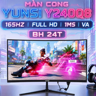 Màn hình cong gaming 24 inch YUNSI 165hz Y240Q8 FULL HD 1ms Trắng Đen - chính hãng FULL VAT