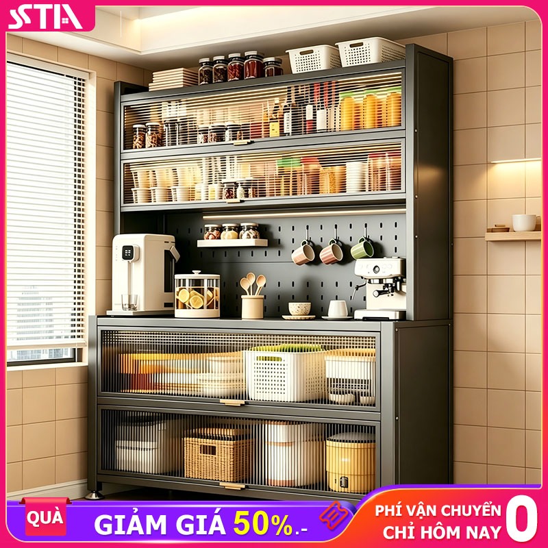 STA Kệ Nhà bếp tủ bếp Đa Năng siêu to Thép cao cấp 4 tầng ngang Bao gồm mặt bàn bằng gỗ