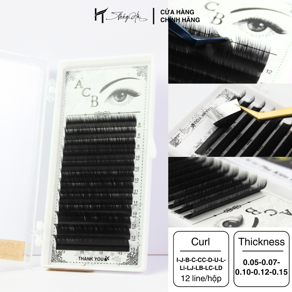 Mi Khay ACB Mix Size Cong I-J-B-C-CC-D-U-L-Li-LJ-LB-LC-LD Nối Mi Volume Classic Lông mi ACB Thúy Hà