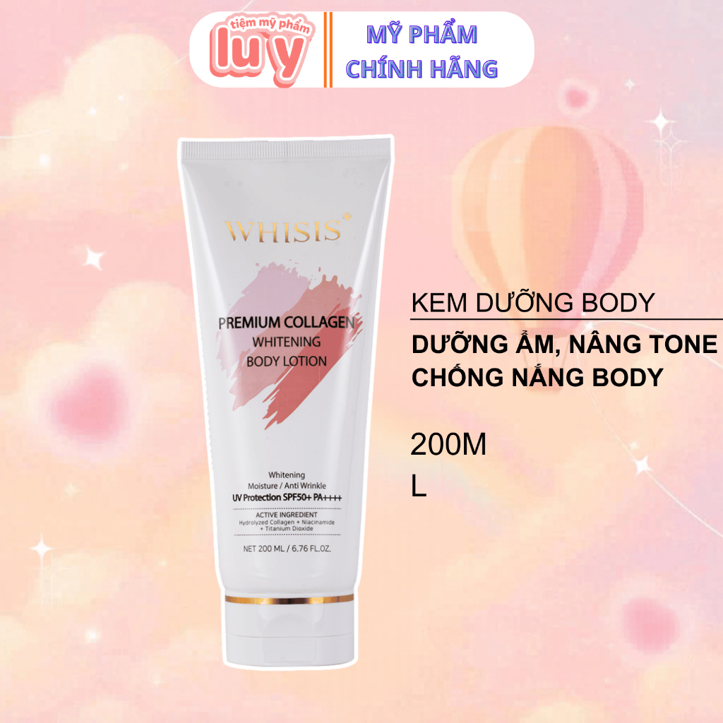 Kem Body Trắng Da Whisis Chống Nắng Premium Collagen Whitening Body Lotion 200ml Luy Store