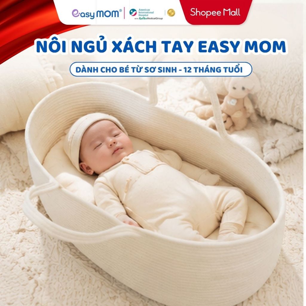Nôi Ngủ Xách Tay Easy MOM Giỏ Ngủ Đa Năng Di Động Tiện Lợi Cho Bé 0 -12 Tháng
