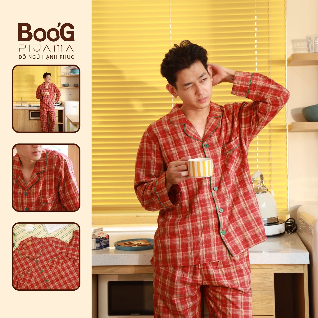 [BOO'G PIJAMA] Bộ Đồ Ngủ Pijama Nam Hàn Quốc Thoáng Mát, Chất Cotton, Mặc thoải mái ở nhà| Boo'G Pij