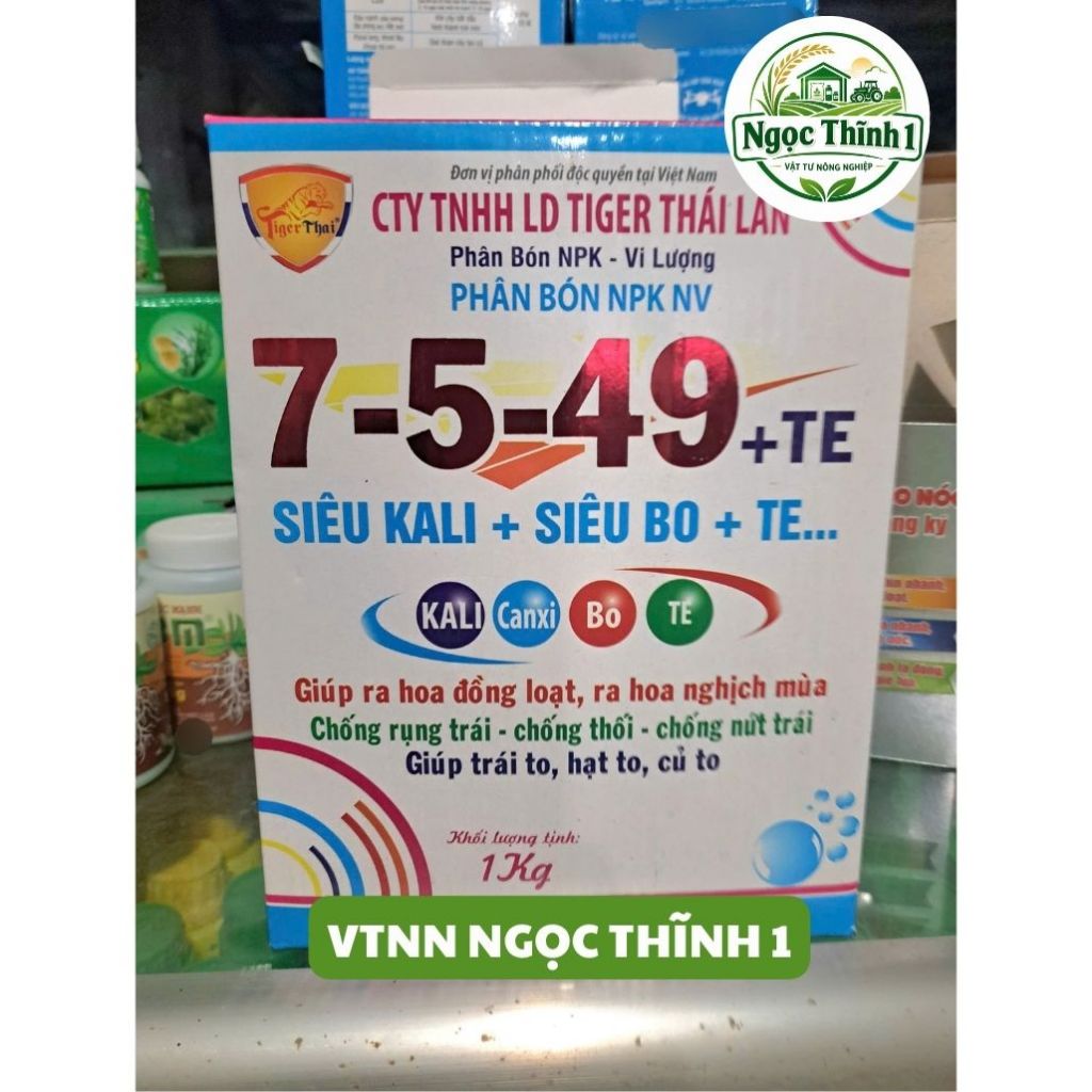 Phân Bón NPK Vi Lượng 7-5-49+TE (Hộp 1Kg) - Xử lý ra hoa nghịch mùa