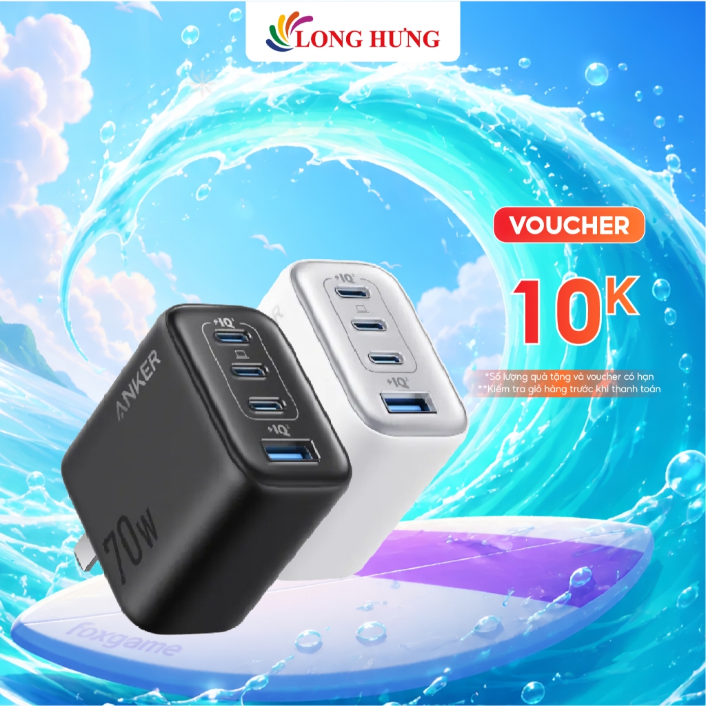 Cốc sạc Anker Zolo Fast Charging 1USB 3Type-C 70W A121C - Hàng chính hãng