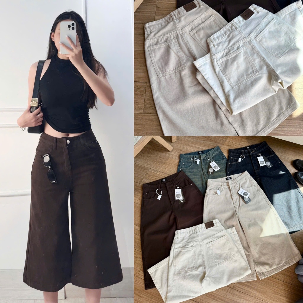 YURI JEANS - (MÃ65) Quần Jeans Lửng Nữ Phối Túi Basic (MÃ65)