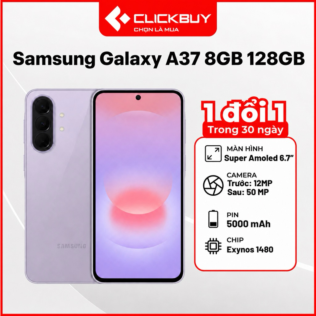 Điện Thoại Samsung Galaxy A37 5G 8GB/128GB Chính Hãng Màn Hình Super AMOLED | BigBuy360 - bigbuy360.vn