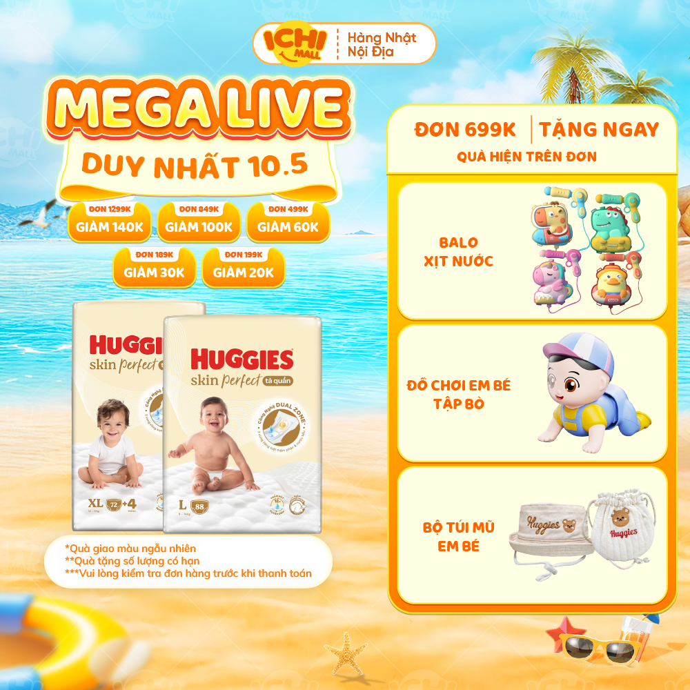 KOL-[SP có voucher Live X]Tã dán/quần Huggies Skin Perfect phiên bản mới size NB76/S82, nâng cấp từ 