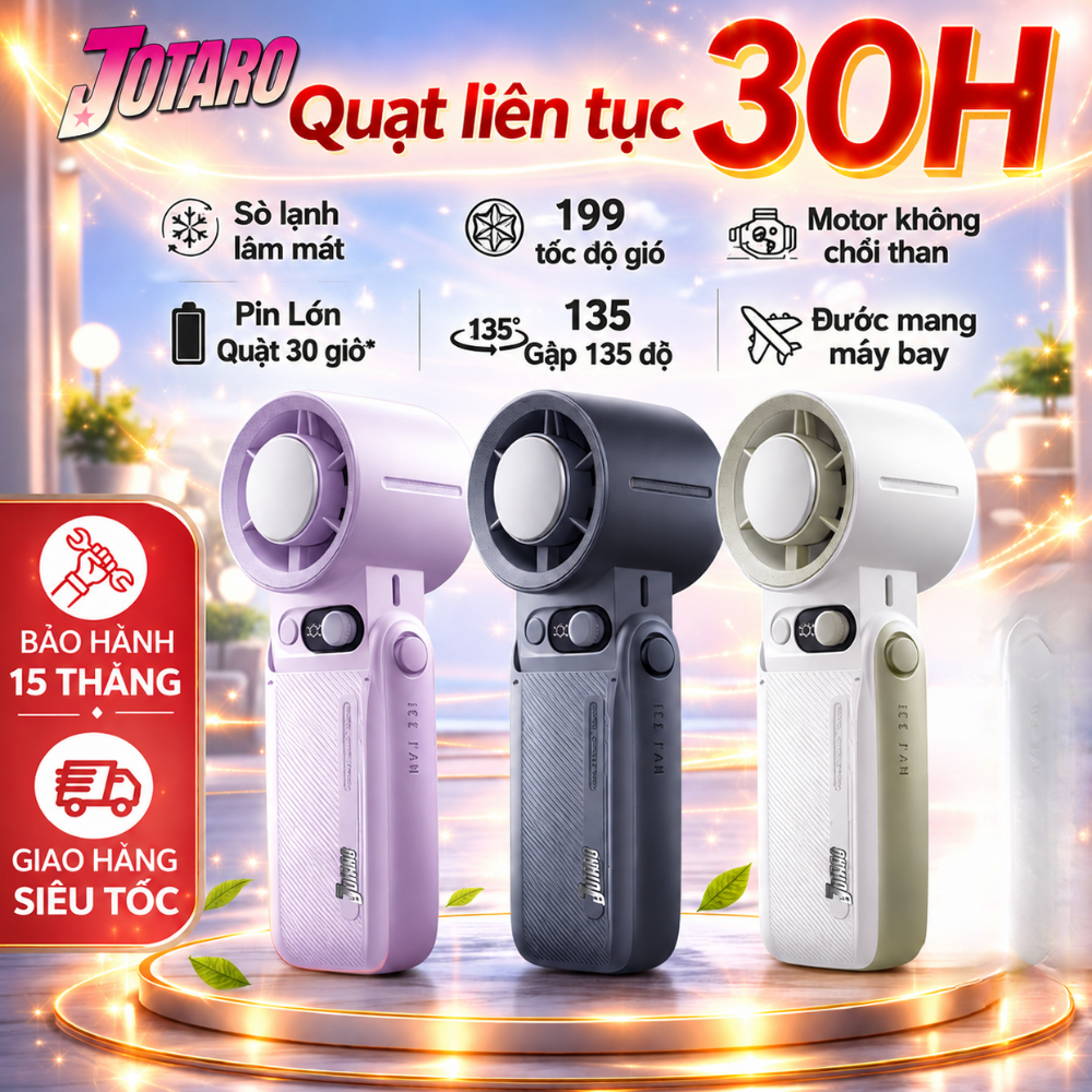 JOTARO JF30Ultra Cầm Tay Siêu Bền Pin Trâu, Chức Năng Lạnh, Gió Mạnh, Gấp Gọn Tiện Lợi, Bảo Hành 9 T