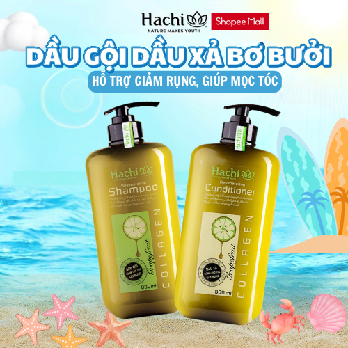 Bộ đôi gội xả Hachi Regenerating chiết xuất bơ, bưởi hỗ trợ giảm rụng và mọc tóc 800ml