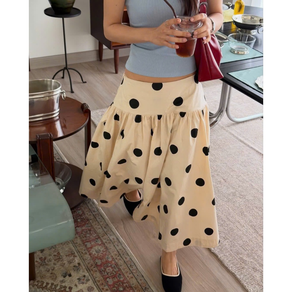 Chân váy chấm bi tùng xoè lưng cứng ôm eo khoe dáng siêu tôn eo LADY.SILK CV011
