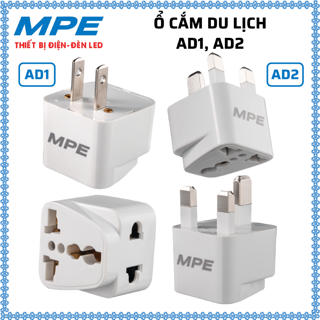 Phích cắm điện 3 chấu sang 2 chấu MPE, siêu chịu tải, chống nóng, phích đổi 3 chân sang 2 chân, ổ chia điện