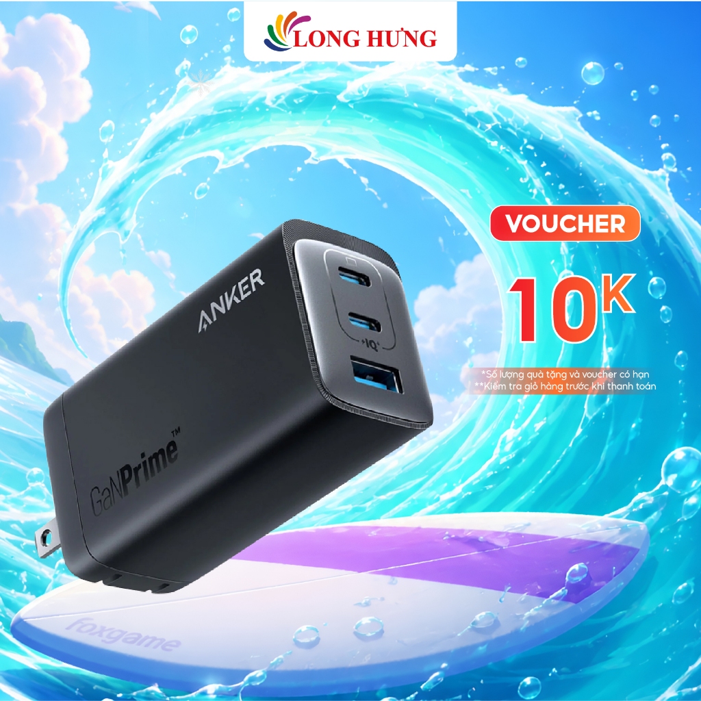 Cốc sạc Anker 737 GaNPrime Wall Charger 120W 2Type-C 1 USB 1 A2148 - Hàng chính hãng
