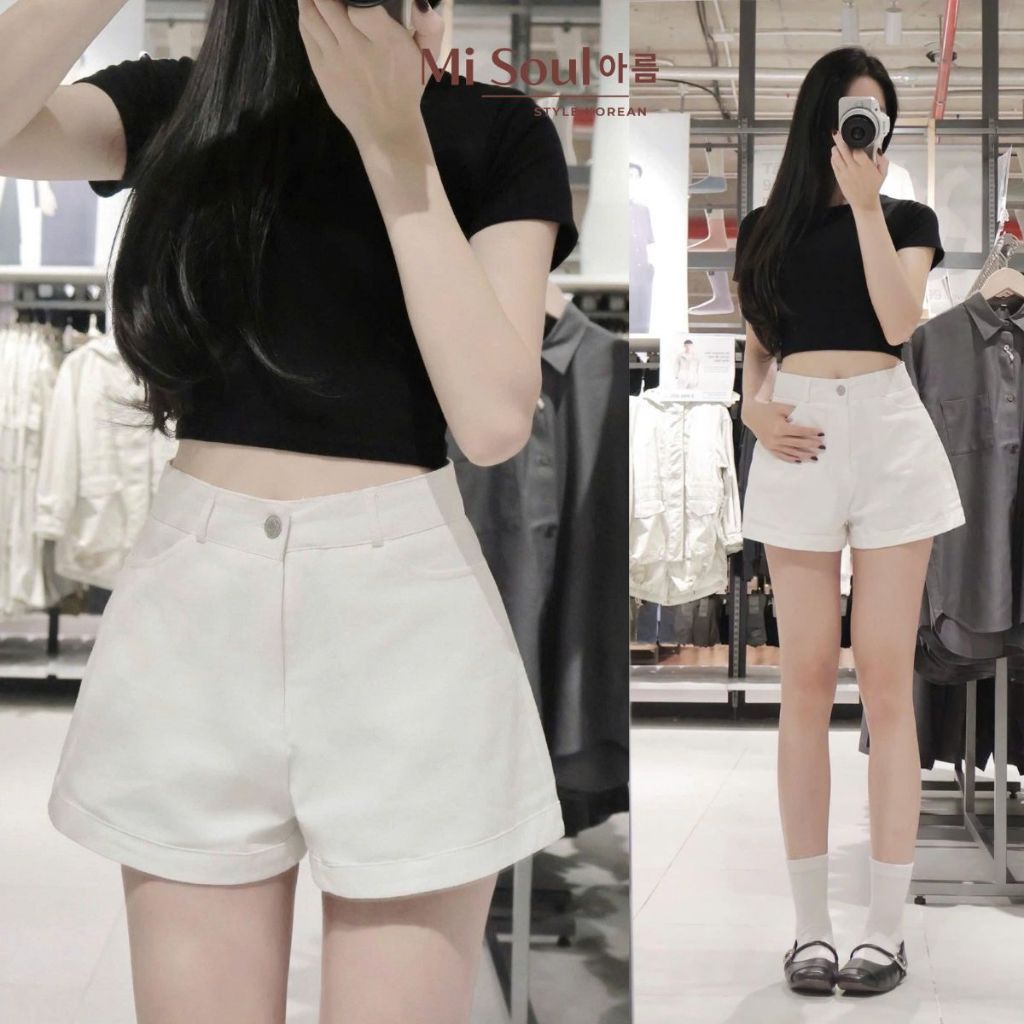 Quần Short Kaki Bigsize Cạp Cao Dáng A, Quần Đùi Nữ Basic Tôn Dáng Che Bụng Misoul 563 | BigBuy360 - bigbuy360.vn
