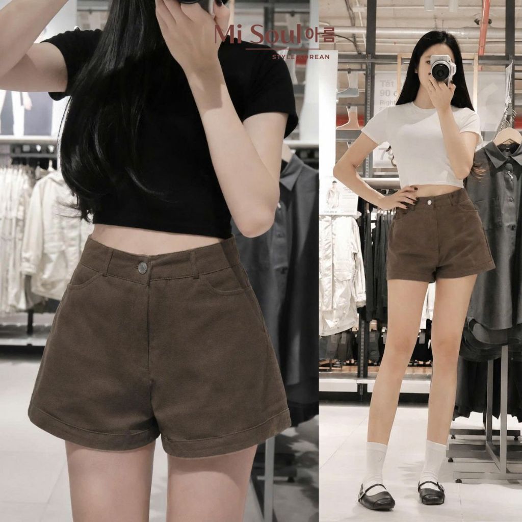 Quần Short Kaki Bigsize Cạp Cao Dáng A, Quần Đùi Nữ Basic Tôn Dáng Che Bụng Misoul 563 | BigBuy360 - bigbuy360.vn