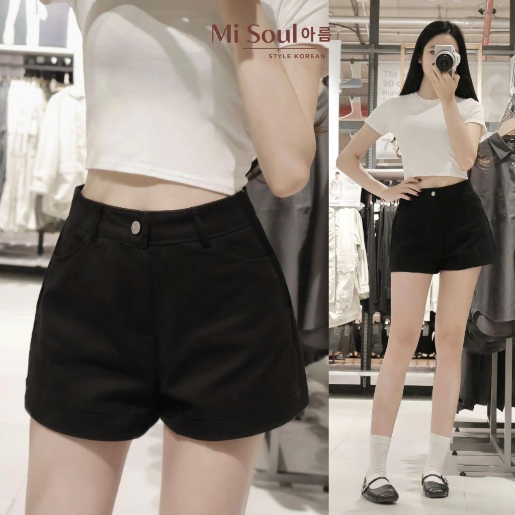Quần Short Kaki Bigsize Cạp Cao Dáng A, Quần Đùi Nữ Basic Tôn Dáng Che Bụng Misoul 563 | BigBuy360 - bigbuy360.vn