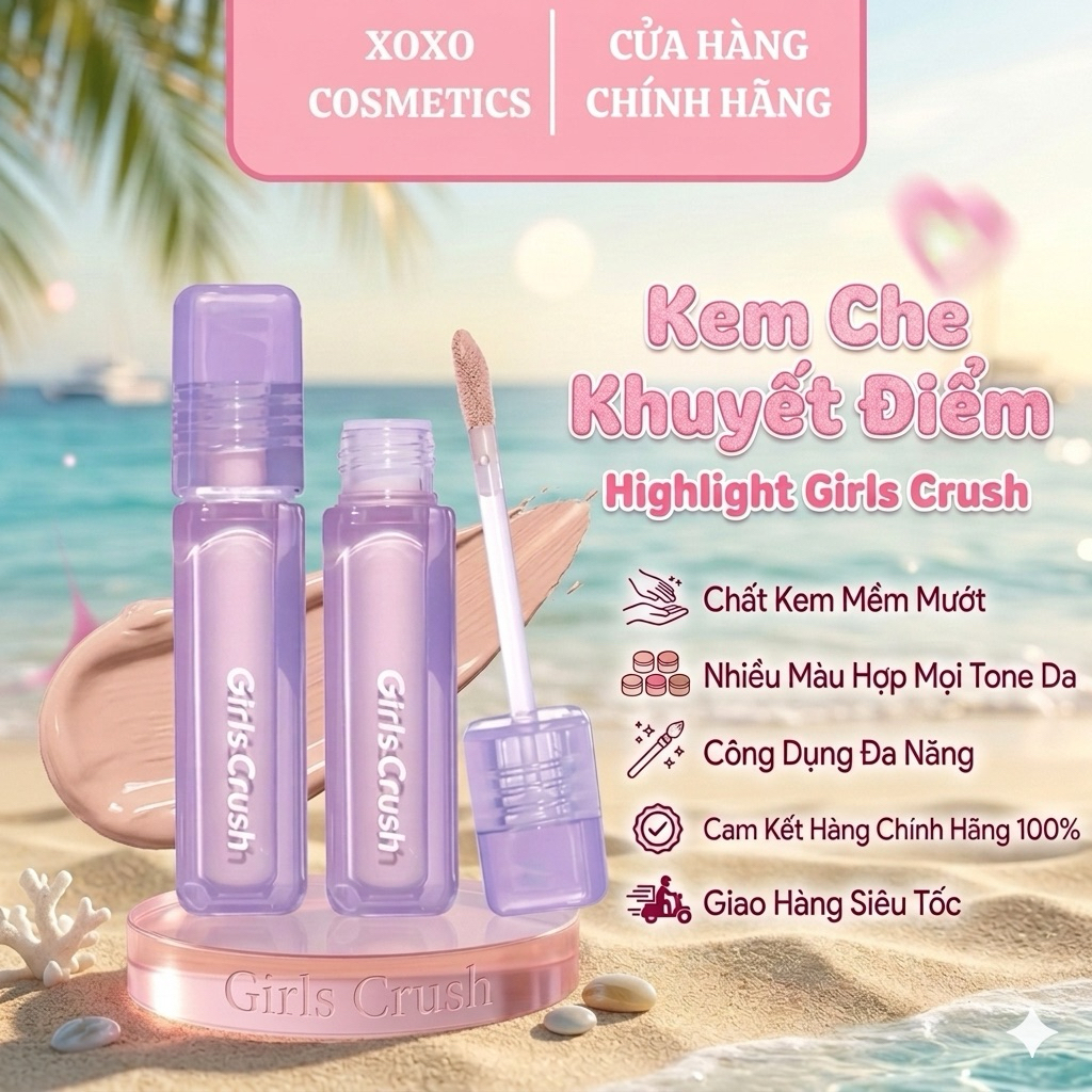 (Hoả Tốc)[GIRLS CRUSH] Kem Làm Sáng Che Khuyết Điểm Girls Crush Matte Velvet Concealer Mỏng Mịn 8g