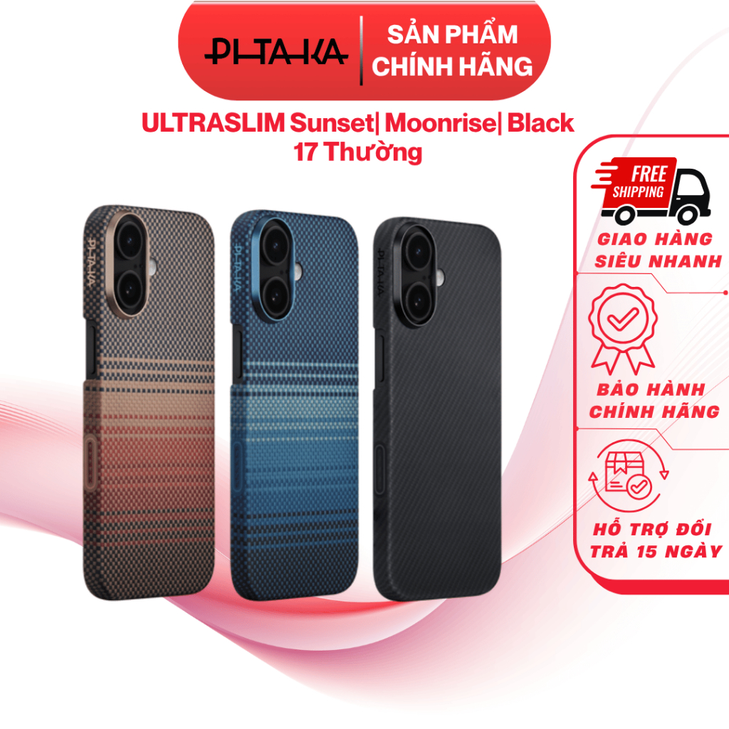 Ốp PITAKA UltraSlim Sunset| Moonrise| Black Hở Viền Có Nút Control – Siêu Phẩm Từ Sợi Aramid Chính H