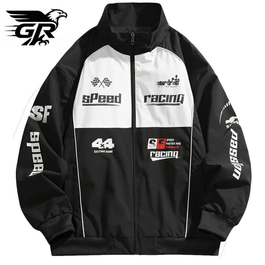 GR Áo Khoác Couple Parachute Bomber Áo Khoác Chống Nước Big Size Varsity Jacket Hiphop Unisex OOTD
