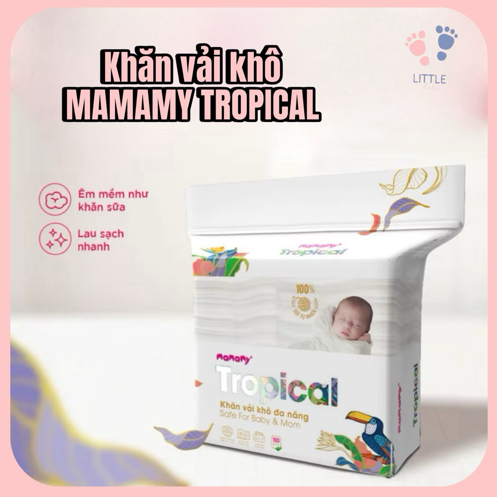 Khăn Vải Khô Mamamy Tropical 160 Tờ – Khăn Khô Đa Năng Cho Bé Sơ Sinh