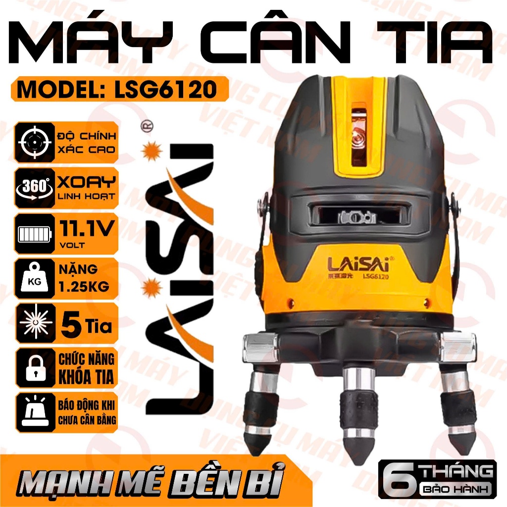 MÁY CÂN TIA LASER LAISAI 5 TIA XANH LSG-6120 SIÊU SÁNG – ĐỘ CHÍNH XÁC CAO, TIA XANH SIÊU NÉT