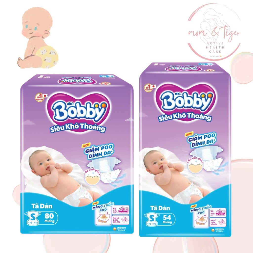 Tã dán Bobby SKT S54/S80 Giảm Poo Dính Da
