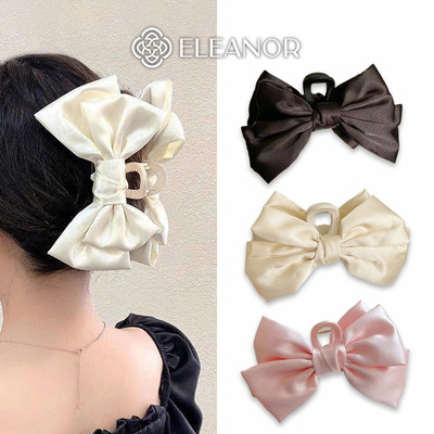 Kẹp tóc nữ càng cua Eleanor Accessories hình nơ lụa trơn phụ kiện tóc kẹp tóc nơ tiểu thư 11820