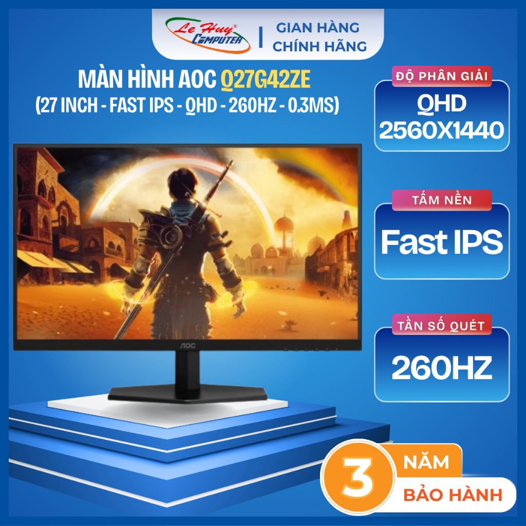 Màn Hình Gaming 2K AOC Q27G42ZE/71 /25G4K 25'' FHD IPS 420Hz 0.3ms - Hàng Chính Hãng