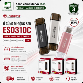 Ổ Cứng di Động SSD Transcend ESD310C, USB 3.2 Gen 2x1, Type-C, 1050MB/s - 128GB, 256GB, 512GB, 1TB