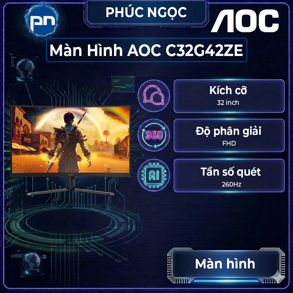 Màn hình AOC C32G42ZE, màn hình máy tính gaming 32 inch, 260Hz, màn hình gaming AOC - Phúc Ngọc