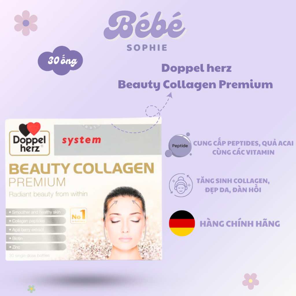 Beauty Collagen thuỷ phân Doppelherz-Hộp 30 ống- Bebe Sophie