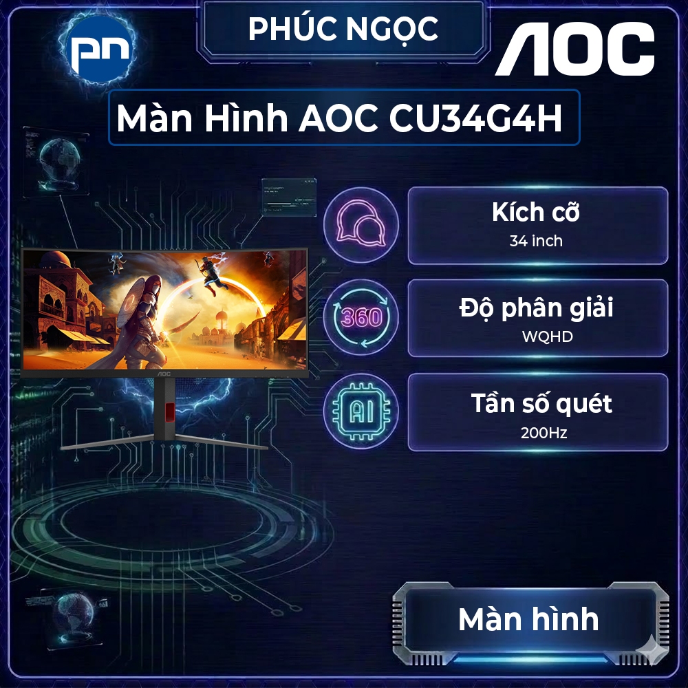 Màn hình AOC CU34G4H, màn hình máy tính gaming 34 inch 200Hz, màn hình gaming WQHD - Phúc Ngọc